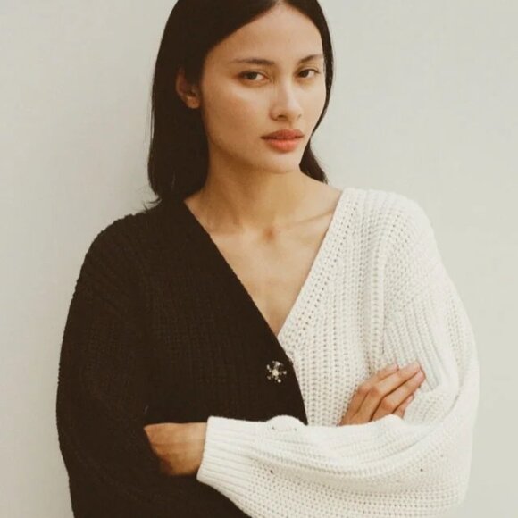 NWT Self-Portrait Two Tone Button-up Cardigan - Picture 3 of 10